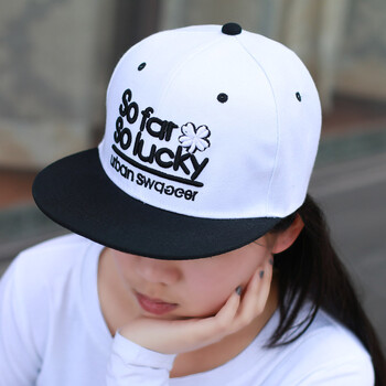 奇沛儿帽子女嘻哈平沿帽韩版鸭舌帽女休闲百搭棒球帽女春夏学生街舞遮阳帽 四叶草 白顶黑沿可调节 图片价格品牌报价 京东