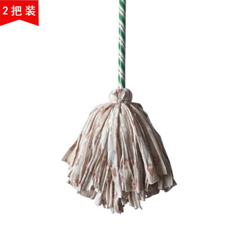 絮实 (花圆头木杆) 木杆圆头花布条拖把 木杆拖把棉布大堂老式墩布尘推拖布工厂物业吸水拖把2把装