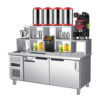 定制适用水吧台商用奶茶店设备全套工作台冷藏柜汉堡饮品店机器奶茶