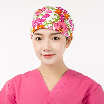 手术室帽子牙科美容院医生护士欧美印花葫芦帽吊钟花抖音抖音抖音吊钟