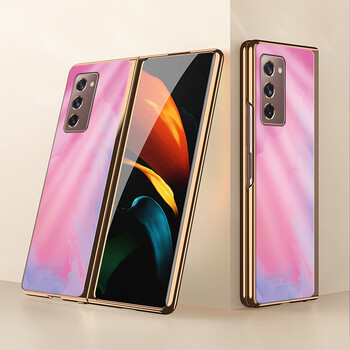 fold2折叠smf9160电镀玻璃smw2021保护电镀金三星zfold2w21通用蜜桃粉