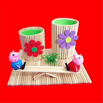 圆木棒圆木棍雪糕棒儿童手工制作模型小屋材料实木桦木棒 圆木棒笔筒