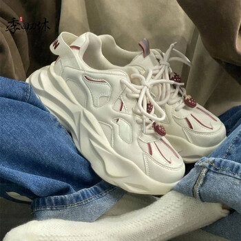 季回力休小白鞋女鞋原创草莓老爹鞋女秋冬季2022新款ins潮厚底女白色
