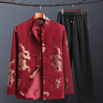 筑凡老头唐装复古男爷爷生日过寿春秋季外套老人衣服中老年爸爸婚礼服