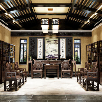 中堂六件套中式实木中堂六件套明清家具佛台农村堂屋八仙桌家用翘头