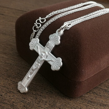 喜上佳 白银项链通体银99十字架吊坠男女情侣饰品刻字真银圣诞礼 小号
