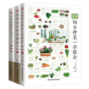 图解阳台种菜+玫瑰月季花+多肉养护套装（全3册）