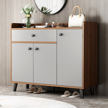 轻奢鞋柜家用门口简约现代入户大容量收纳置物柜鞋架 三门一抽90