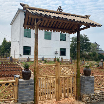 竹子围栏护栏隔断花园菜园庭院草坪竹栅栏美化乡村 可定制尺寸竹门头