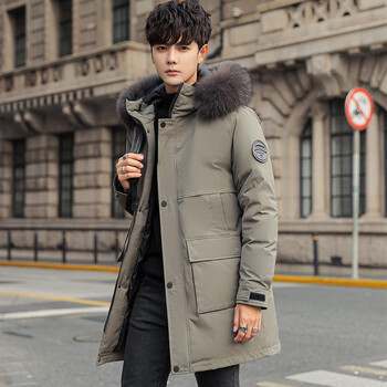 lee cooper羽绒服男2021秋冬新款潮流时尚中长款大毛领多口袋青年加厚