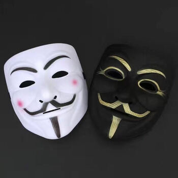 万圣节小丑女漆黑动漫面具男塑料派对道具火影蛭子面具昂沐 v字白色加