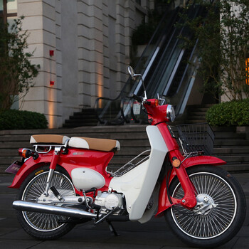 cc动力复古经典两轮cub弯梁摩托车米黄色嘉陵jl11017红色嘉陵jl11017