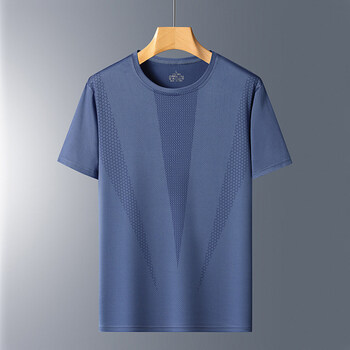 圆领2022男士夏季新款冰丝凉感透气短袖t恤简约上衣cnykt8901雾蓝m