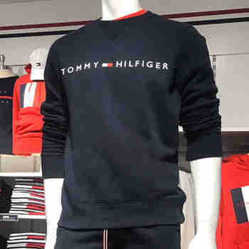 TOMMY HILFIGER 汤米希尔费格 秋冬保暖加绒 圆领卫衣 男士长袖男装 上衣 深蓝色 S（建议60-70kg）