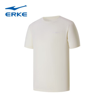 鸿星尔克（ERKE）鸿星尔克2023夏季款男子圆领透气运动短袖百搭休闲T恤11223202072 奶酷白 3XL