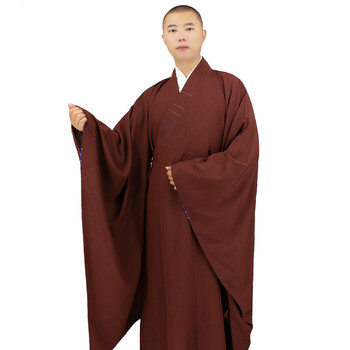 广袖海青僧服男女款居士服佛教法会大袖口宽袖海清僧袍和尚服木兰色