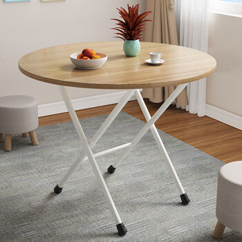 折叠桌餐桌家用吃饭小桌子圆桌子小饭桌宿舍书桌学生桌 烤漆加固圆 