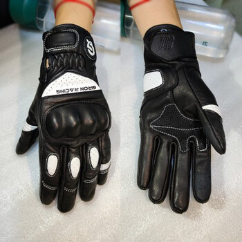 手套全指碳纤维男透气打孔四季防摔女骑士夏古汀 gr501黑白四季长款