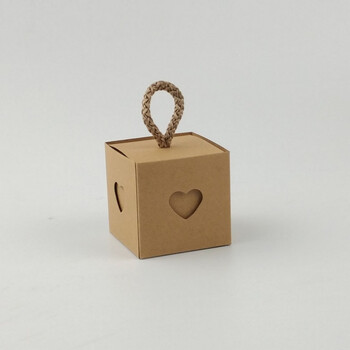 2019欧式新款 心心相印复古牛皮纸套盒 糖果包装喜糖盒现货 黄外盒 黄