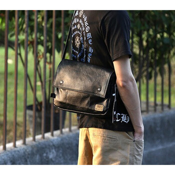 香港潮牌threebox韩版真皮邮差包小包潮包复古单肩包斜挎背包男包