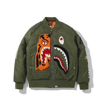 日本潮牌bape薄款棒球衣外套猿人潮牌余文乐加厚鲨鱼ma1飞行员夹克男