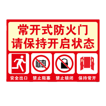 婕染jieran新版常开常闭式防火门标识牌贴纸消防通道严禁堵塞禁止堆放