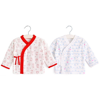 盛哲卡婴儿衣服新生儿纯棉和尚服上衣03个月秋冬季2件装红色66码36月