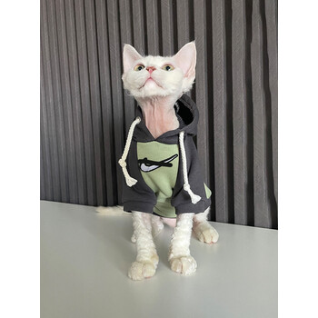 无毛猫衣服斯芬克斯猫德文卷毛猫衣服纯棉连帽卫衣秋冬 矮脚专拍备注