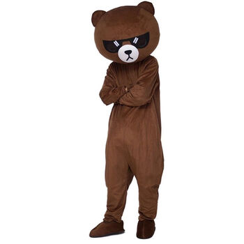 布朗熊套装卡通发传单套装熊本熊服装男女玩偶服 酷帅布朗熊深色套装