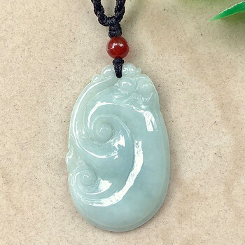 引领世家天然a货翡翠玉如意吊坠男女平安玉挂件饰品送礼配顶珠