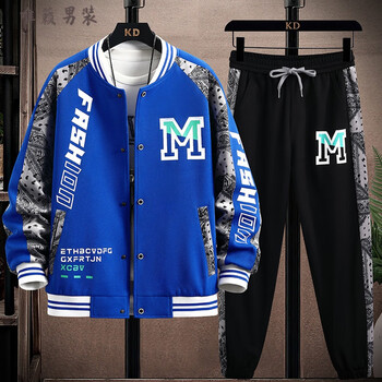 唯籁棒球服男款秋冬季夹克外套2022新款青少年初高中学生卫衣套装男tz