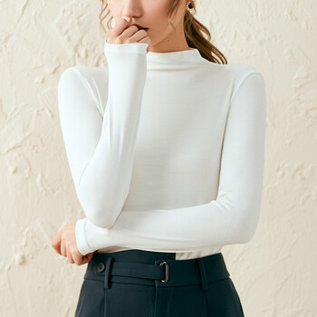 穿薄如钻修身棉毛衫秋冬高领打底衫保暖上衣t恤半高领白色xl115125斤