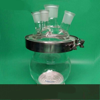 四口玻璃烧瓶开口反应釜1l球形反应瓶1000ml反应器精品化学仪器-mufan