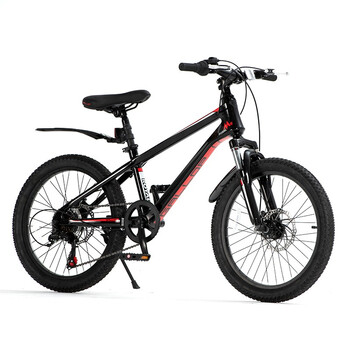 优贝儿童自行车20寸飞驰镁合金脚踏车中大童男孩女孩碟刹黑色20寸