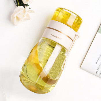 女生办公室家用大肚水杯高颜值便携茶水分离泡茶杯杯子带盖白色450ml