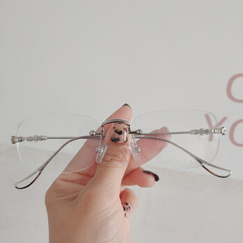 【浪健】无框防蓝光护眼简约港风轻潮流男女同款无边框眼镜新款金属脚