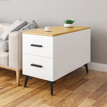 风简约现代高款窄夹缝角机客厅隔断角几茶水柜白原木色长60宽30高59