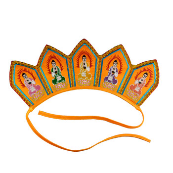 佛教用品 僧人服饰唐僧帽法师帽毗卢帽五佛冠绣片五方佛刺绣佛帽 黄色