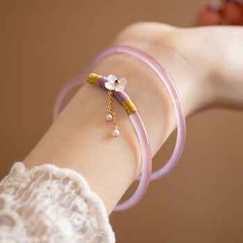 手镯天然夏小众国风细条古风原创一对玉镯镯子 桃夭一对-适合手围58mm