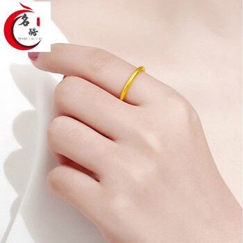 老凤凰款情人节礼物古法传承黄金戒指999足金三生三世小细圈女款金