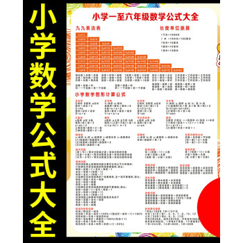 旺月岚山小学生数学公式定理大全小升初知识点汇总挂图教室走廊墙贴画海报相纸24寸 图片价格品牌报价 京东