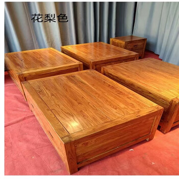 小米石广东佛山家具品牌箱体床高箱储物床老榆木实木 