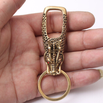 钥匙扣龙头带龙礼品钥匙链龙扣大号男士腰挂金属汽车挂勾 大龙钥匙扣