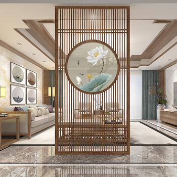 智达星新中式屏风隔断进门入户玄关木质装饰客厅家用实木卧室遮挡墙