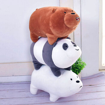 咱们名创优品三只裸熊毛绒玩具棕熊抱枕miniso周边小礼物 棕熊 胖达