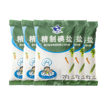 1食盐500g精制碘盐加碘食用盐食盐家用井盐矿盐细盐盐巴整箱批发500g5