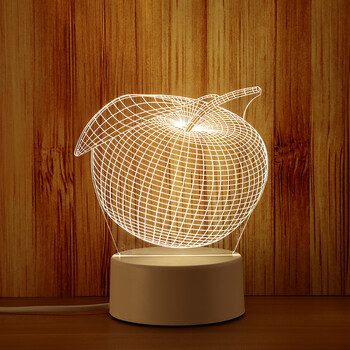 创意梦幻3d台灯卧室毕业送男生日礼物女生闺蜜实用小礼品 苹果(三色变