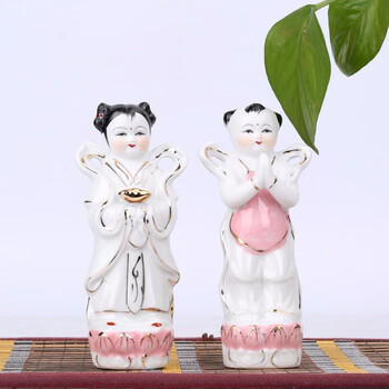 天顺祥 精品陶瓷金童玉女随葬品 墓穴摆件 陶瓷童男童女随葬品 丧葬