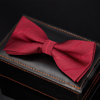 誓从新品礼盒装领结男结婚婚礼新郎伴郎西装酒红色男士蝴蝶结带盒胸花