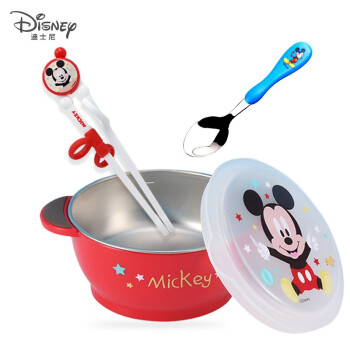 迪士尼（Disney） 婴儿碗勺套装不锈钢儿童餐具宝宝碗餐具婴幼儿小孩吃饭碗 20219米奇碗+筷勺